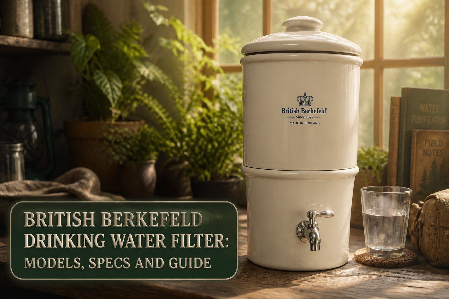 A selection of British Berkefeld drinking water filters displayed together.