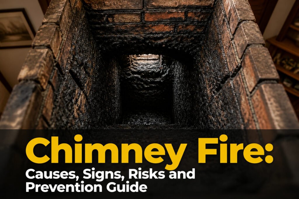 A graphic illustrating the dangers and temperatures of chimney fires.