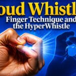 Hands positioned to form an 'A' shape, demonstrating whistling technique.