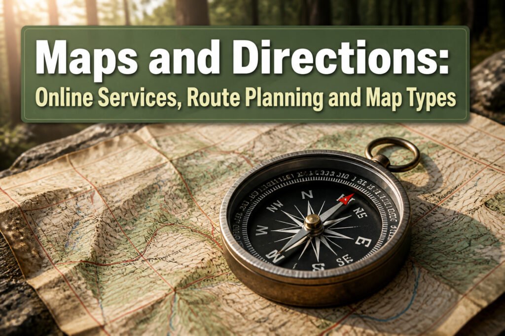 Different types of maps and navigation tools displayed together.
