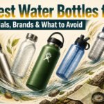 A collection of various safe water bottles on display.
