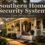 A southern home security system with a blend of technology and architecture.