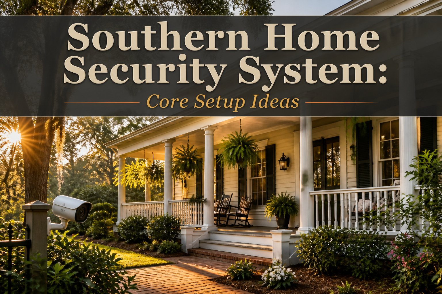 A southern home security system with a blend of technology and architecture.