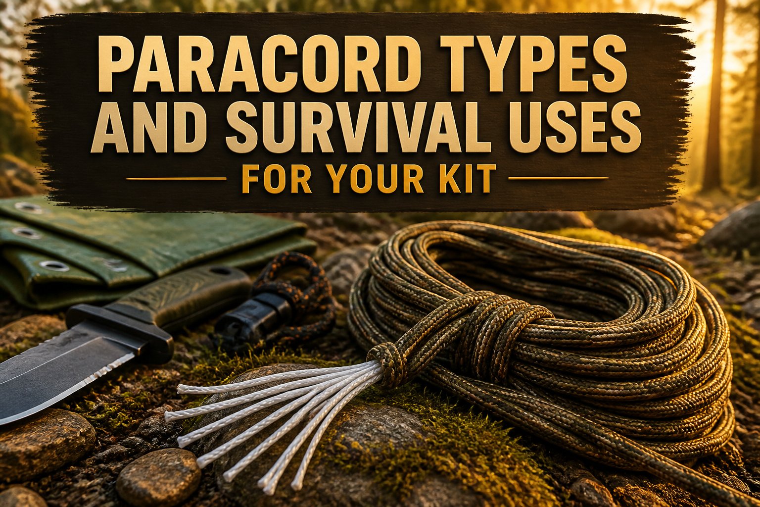 Different types of paracord displayed for survival use.