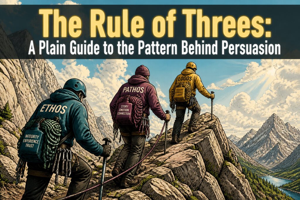 An illustration showing the concept of the Rule of Threes.