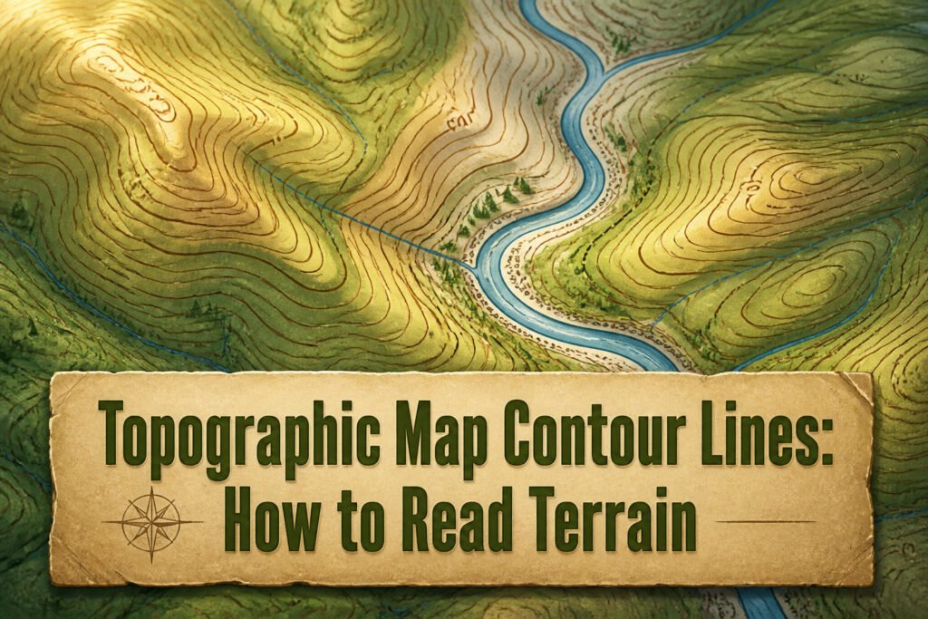 Topographic map displaying contour lines and elevation details.